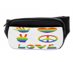 Rainbow Colors Peace and Love Bumbag