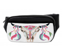 Bull Skull and Feathers Bumbag