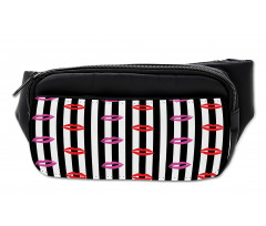 Lipstick Prints on Stripes Bumbag