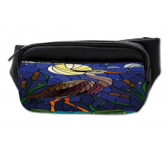 Stain Glass Brown Tone Heron Bumbag