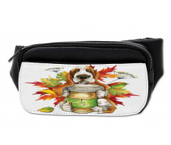 Dog Coffee Autumn Leaf Bumbag