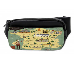 Travel Landmarks Map Doodle Bumbag