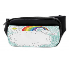 Childish Drawn Rainbow Sun Bumbag