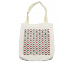 Skulls Red Hearts Tote Bag