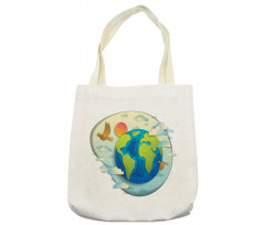 Graphical Globe Clouds Tote Bag