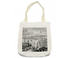 Sketchy Nostalgic City Scene Tote Bag