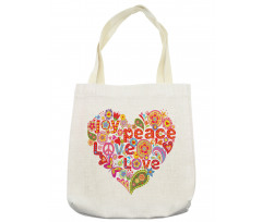 Hippie Floral Heart Sign Tote Bag