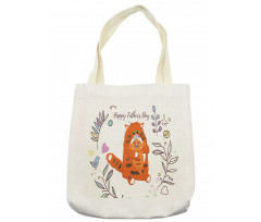 Dad and Kitten Flowers Tote Bag