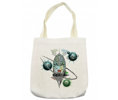 Futuristic Girl Planets Tote Bag