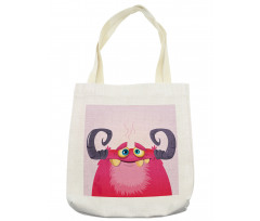 Happy Monster with Horns Tote Bag