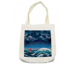 Night Seascape Boat Tote Bag