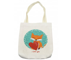 Romantic Theme Fox Heart Tote Bag