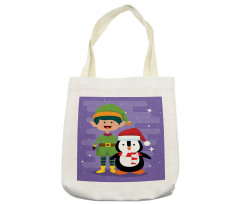 Elf and Penguin Merry Christmas Tote Bag