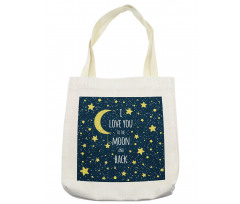 Romantic Typography Moon Star Tote Bag