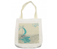 Cloudy Sailing Boat Tote Bag