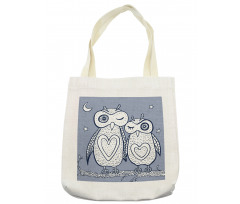 Night Bird Couple Doodle Tote Bag