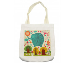 Elephant Trees Leaves Tote Bag