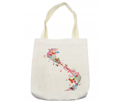 Colorful Notes Butterfly Tote Bag