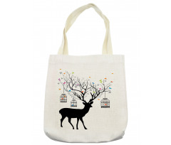 Deer Colorful Birds Tote Bag