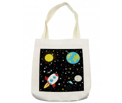 Stars Earth Moon Rocket Tote Bag