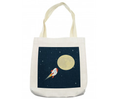 Flying Rocket and Moon Tote Bag