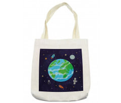 Celestial Cartoon Earth Tote Bag