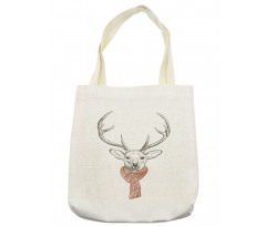 Deer with Scarf Winter Tote Bag