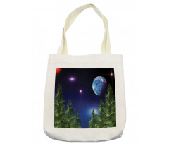 Cosmic Night Pine Trees Tote Bag