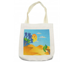 Cartoon Desert Landscape Palms Tote Bag