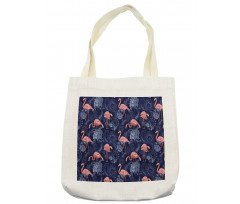 Exotic Floral Flamingos Tote Bag