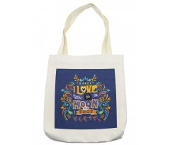 Floral Themed Text Tote Bag