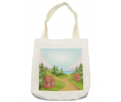 Country Village Cartoon Tote Bag