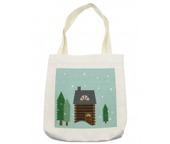 Cabin in Snowy Landscape Tote Bag