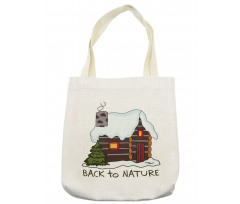 Cozy Snowy Wooden Cabin Tote Bag