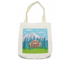 Wooden House in Mountain Tote Bag