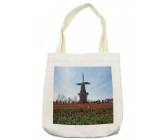 Windmill Photo on Tulip Field Tote Bag