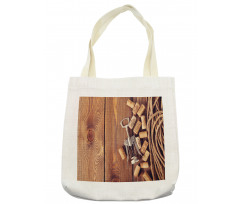 Wooden Table Wine Corks Tote Bag