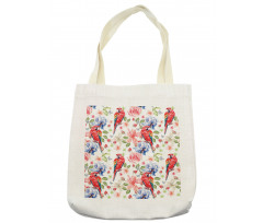 Parrots Iris and Roses Tote Bag