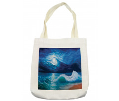 Moonlight over Wavy Sea Tote Bag