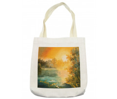 Retro Lake Scenery Art Tote Bag