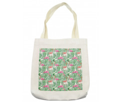 Flamingos on Jungle Leaves Tote Bag