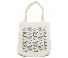 Monochrome Dog Breeds Tote Bag