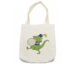 Happy Green Dinosaur Playing Tote Bag