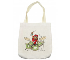 Cartoon Style Boy Drummer Tote Bag