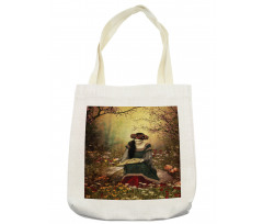 Lady with Book Tote Bag