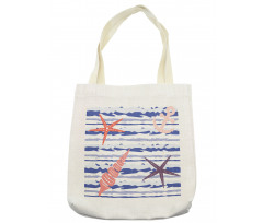 Wavy Stripes Starfish Tote Bag