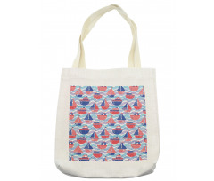 Sailing Boats Wave Graphic Tote Bag