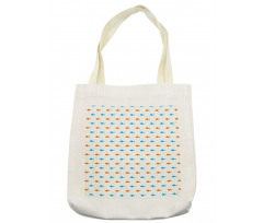 Bicolored Flock of Fish Motifs Tote Bag