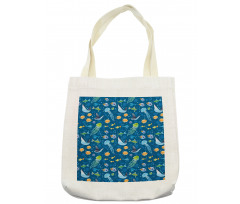 Fish Turtle Nautical Tote Bag