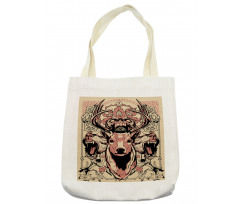 Floral Skull and Wolves Tote Bag